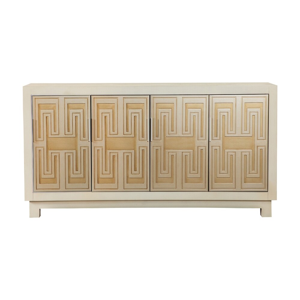Coaster White and Gold Rectangular 4-door Accent Cabinet (White and Gold)