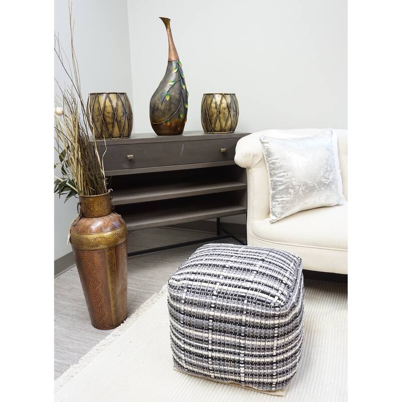 Home&Manor Wool Cotton Ravenna Pouf