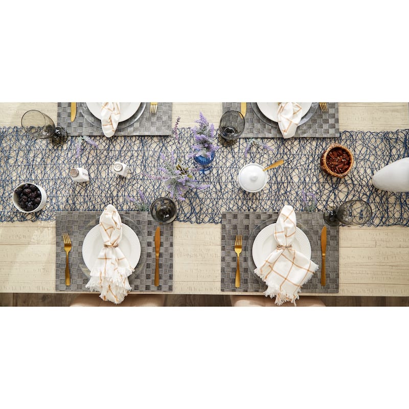 Leather Brown Basketweave Rectangle Woven Placemat (Set of 4)