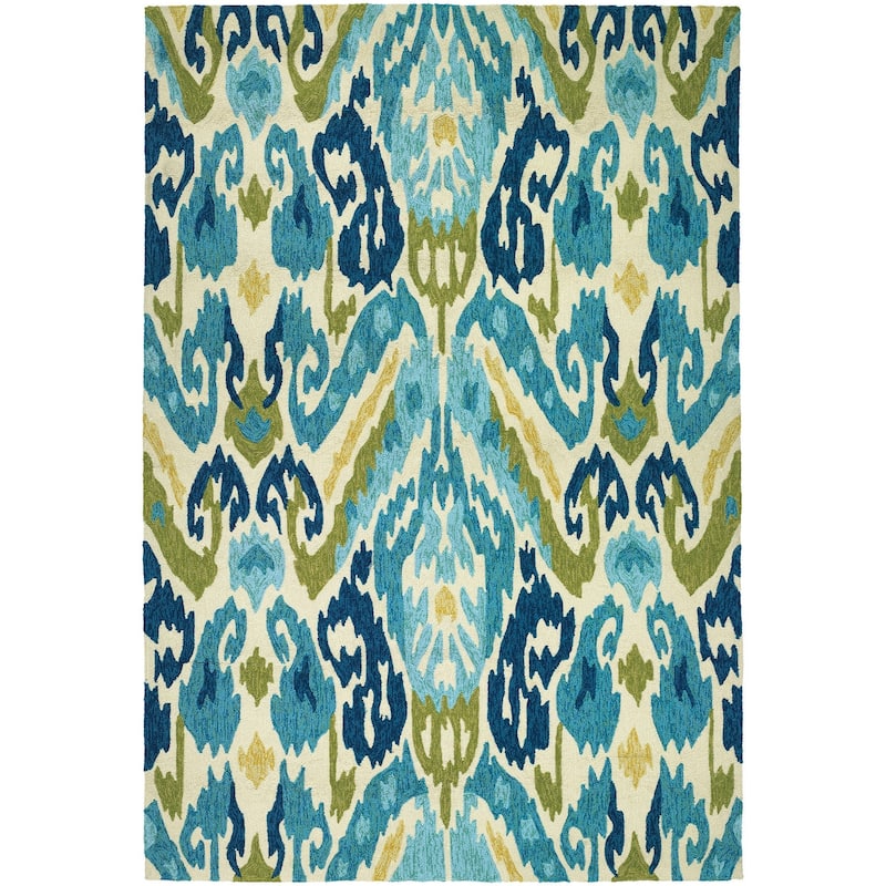 Dream Decor Rugs Miami London Blue Ivory Indoor Outdoor Area Rug - 3'6" x 5'6"