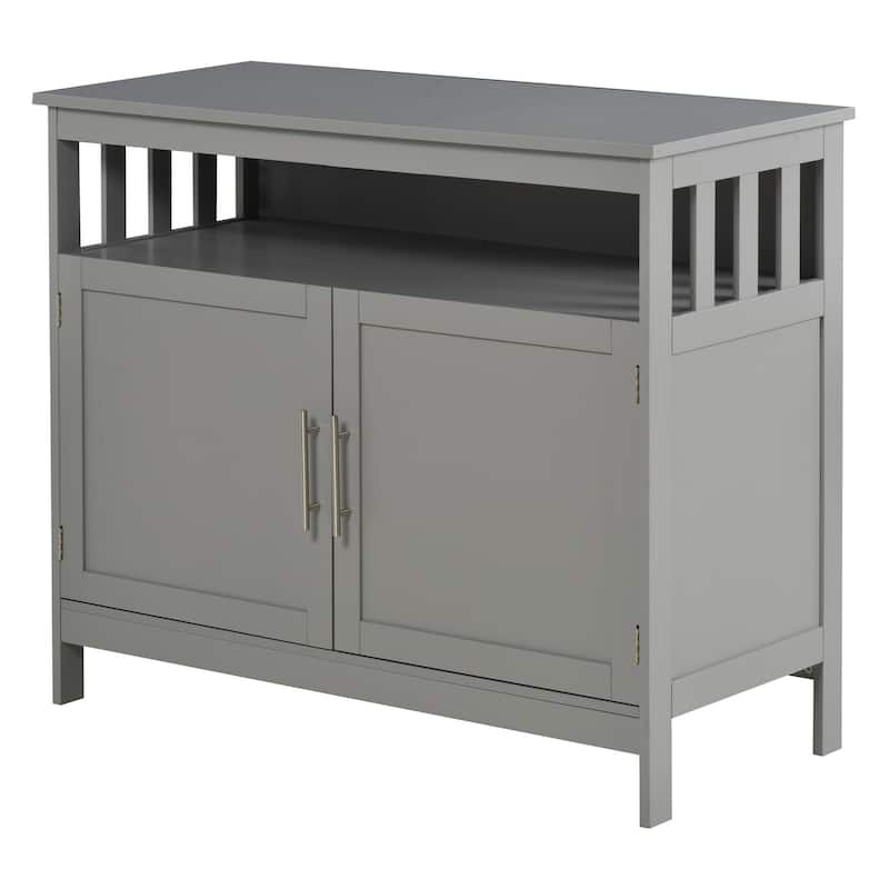 Sideboard Buffet Cabinet, Modern Kitchen Cabinet, Coffee Bar Cabinet with 2-Level Shelf and Open Compartment, Grey
