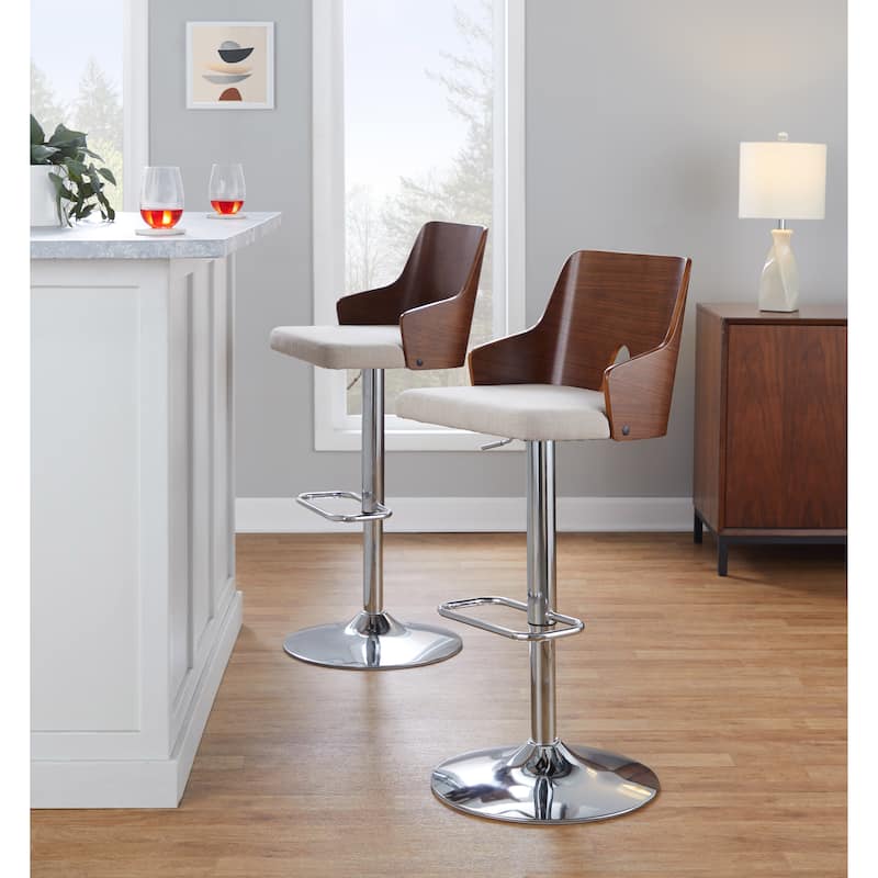 Carson Carrington Adrianna Adjustable Bar Stool with Rounded Rectangle Footrest (Set of 2)