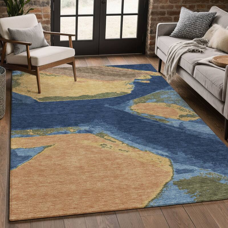 Machine Washable Indoor/ Outdoor Modern Cheney Chantille Rug