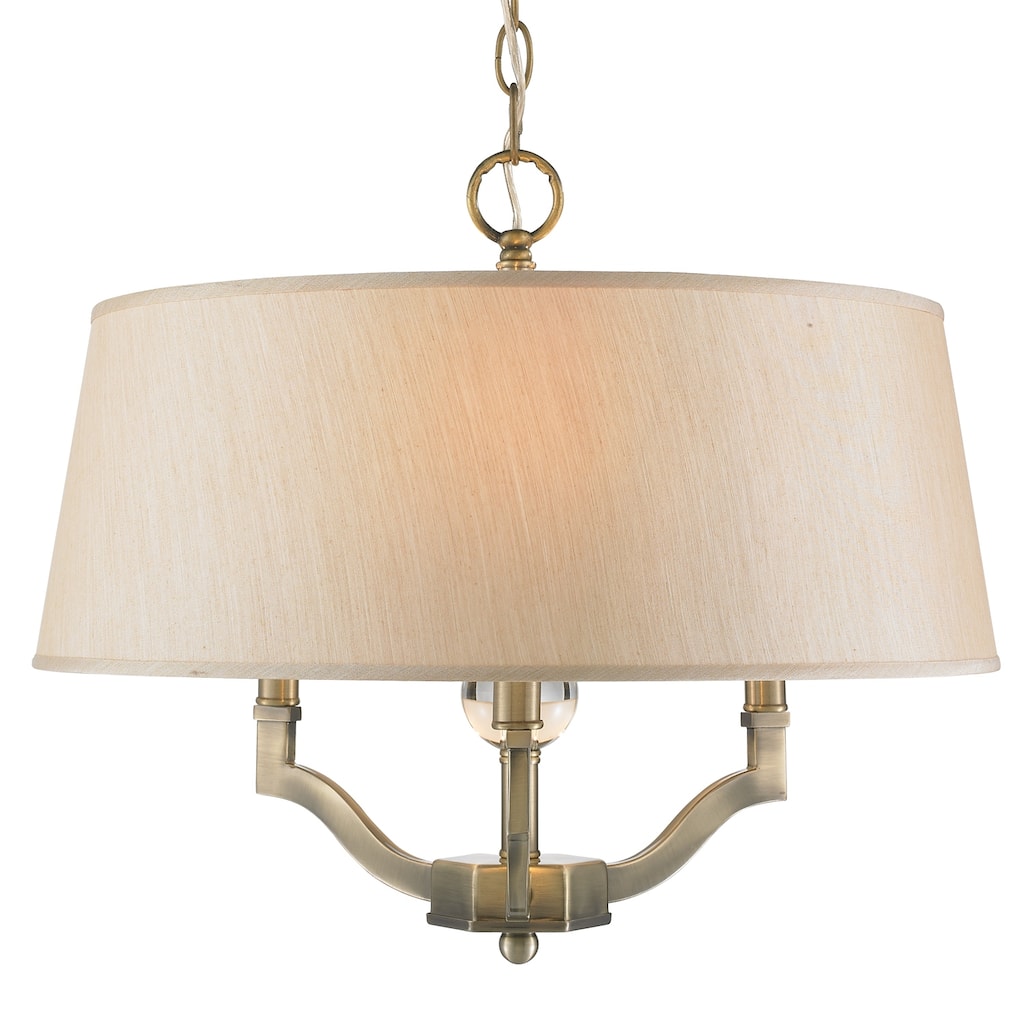 Waverly Aged Brass with Silken Parchement Shade Convertible Semi-flush-mount Light Fixture