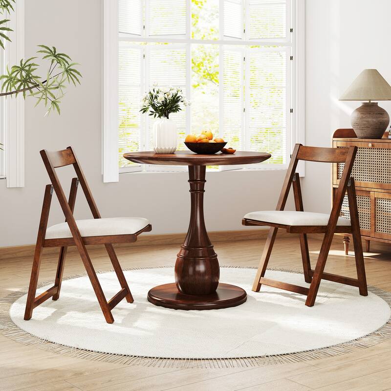 Gymax Upholstered Dining Chair Set of 4 w/ Curved Backrest Rubber Wood