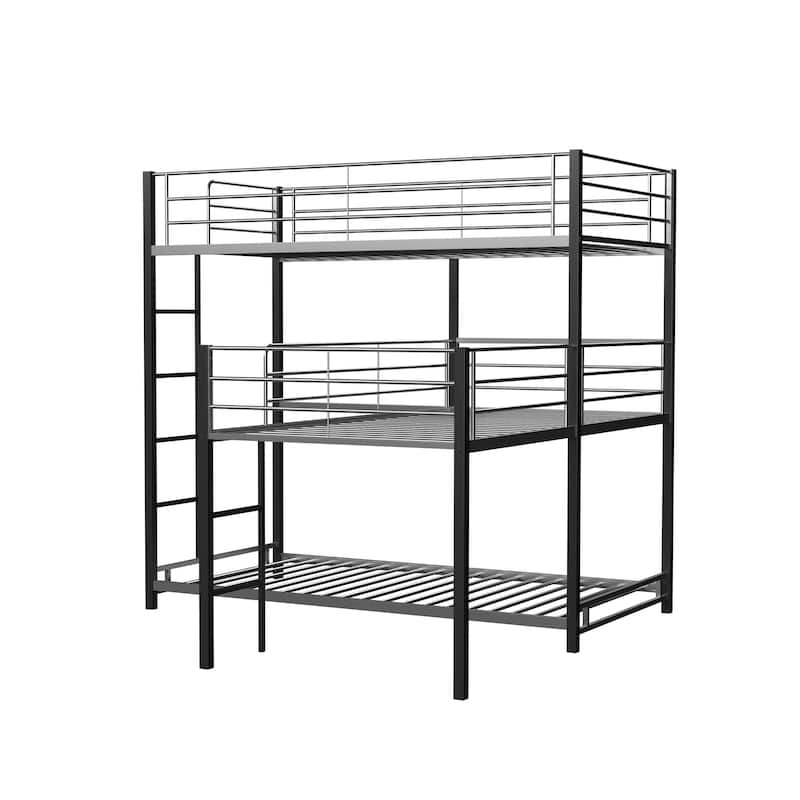 Hilt Contemporary Sand Black and Silver Twin Metal Triple Bunk Bed by Furniture of America
