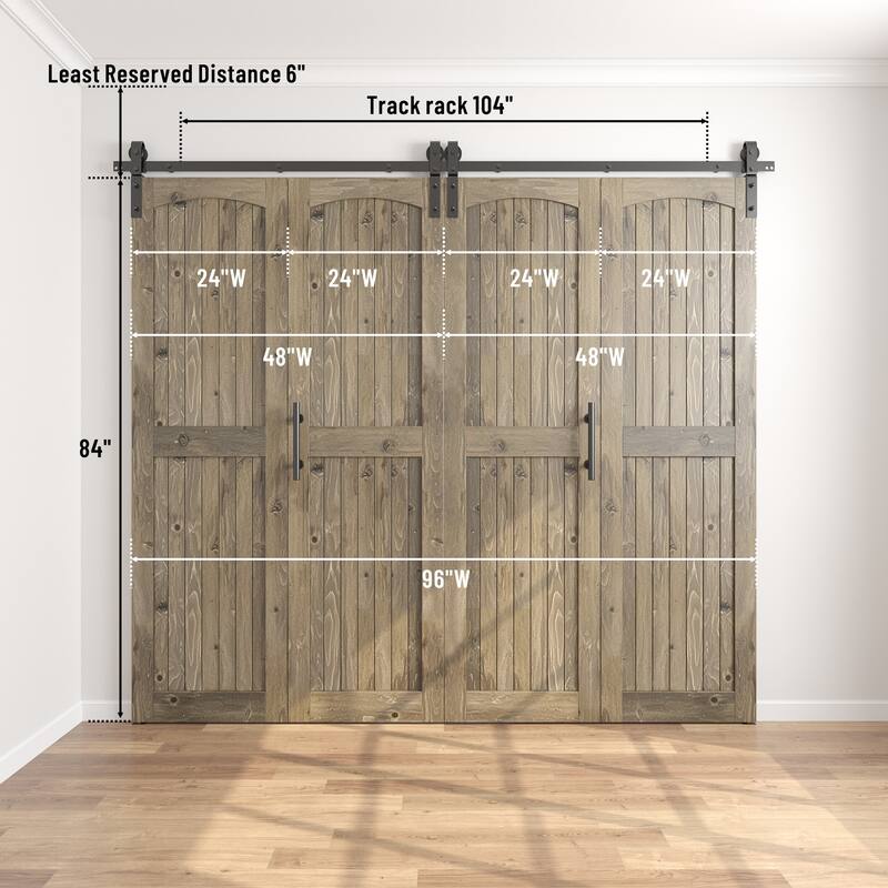 Coast Sequoia Arch Top 30in./36in./48in./60in./72in./96in. x 84in. Knotty Pine Wood Unfinished Bi-Fold Door With Hardware Kit