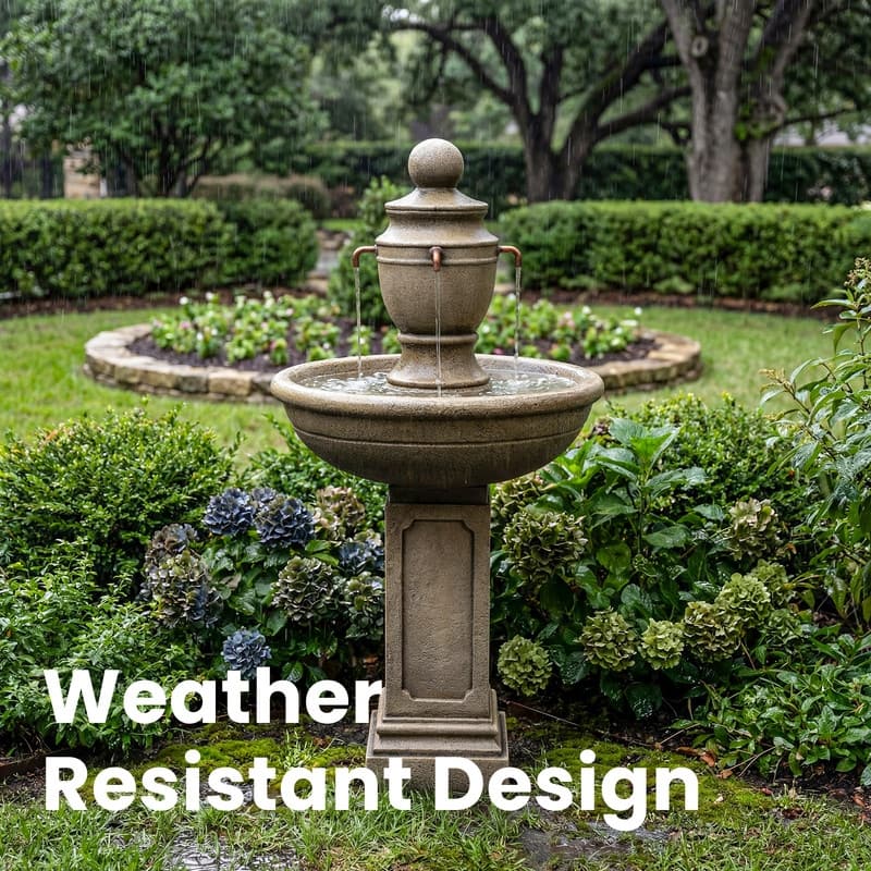 Classic Urn Pedestal Outdoor Water Fountain with 3 Spouts for Garden Patio Backyard Décor