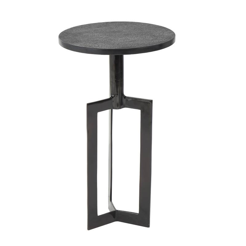Aluminum Metal Geometric Accent Table with Black Marble Tabletops - Set of 3 Gold or Black - Roche River Decor