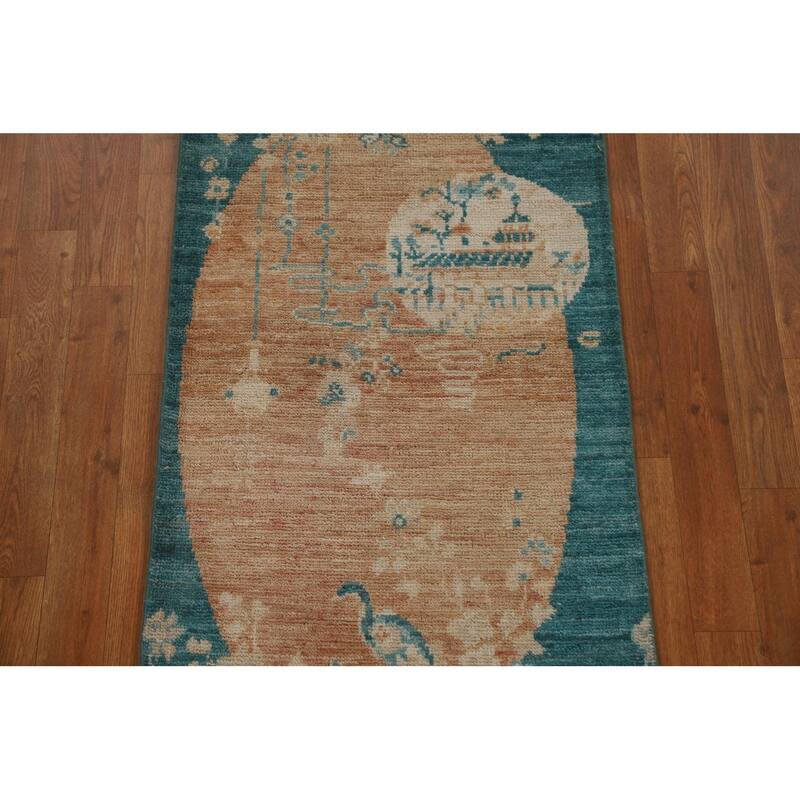 Animal Pictorial Art Deco Oriental Rug Wool Hand-knotted Foyer Carpet - 2'1" x 4'0"