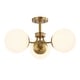 preview thumbnail 7 of 9, Ojai 23.5" 3-Light Bohemian Farmhouse Iron/Frosted Glass LED Semi Flush Mount, Brass Gold/White by JONATHAN Y
