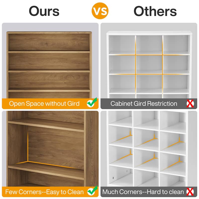 Shoe Cabinet Narrow High Shoe Cabinet with Open Storage for Entryway, White