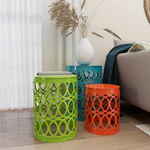 Metal Coastal Indoor/ Outdoor Round Accent Tables (Set of 3)