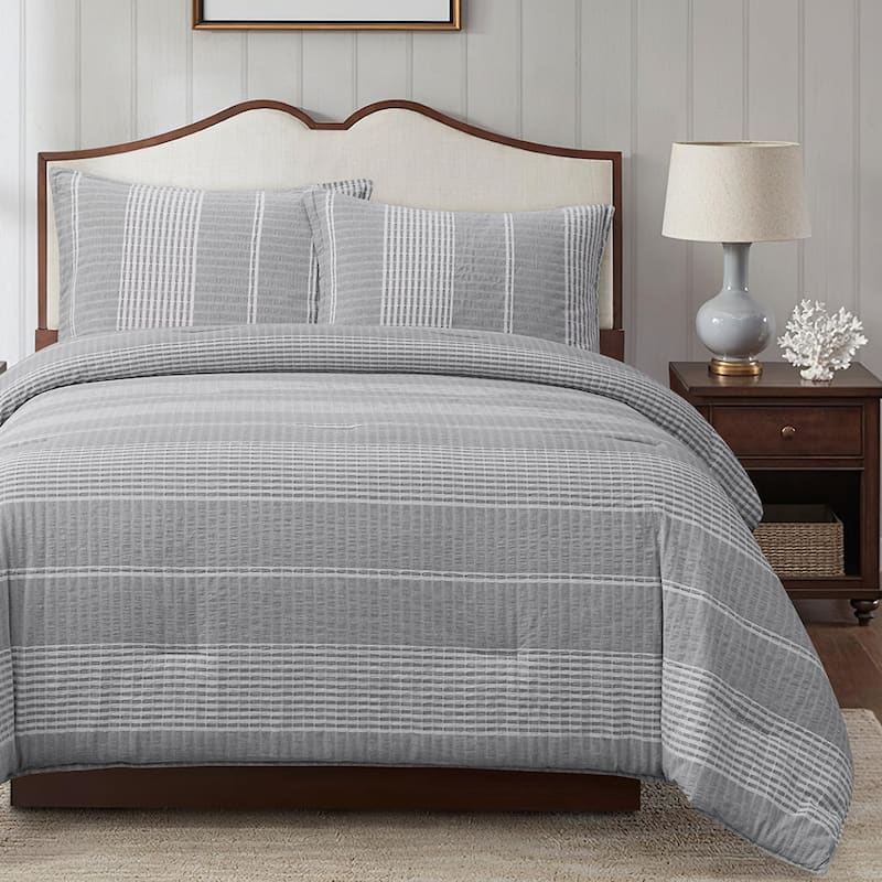 Hiend Accents Lane Stripe Duvet Cover Set, Super King, 3PC