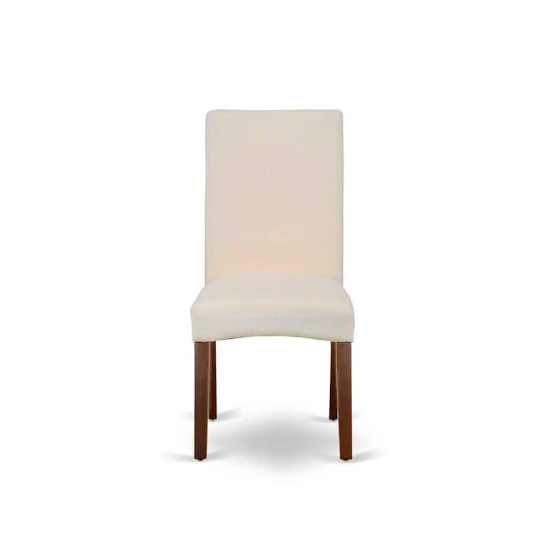 Parson Chair Cream Linen Fabric Mahogany Legs - Dining Room Accent Chair