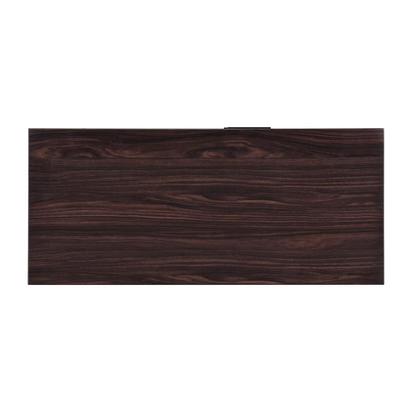 Roomfitters Mid-Century Modern Storage Cabinet with Two Drawers and Open Shelves, Wood Grain Finish