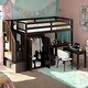 preview thumbnail 42 of 58, Twin Size Multifunctional Loft Bed with Wardrobe With Shelves,A Side Desk With 2 Drawers,A Movable Table