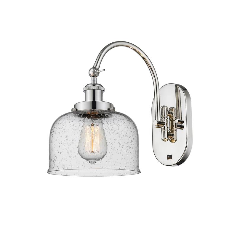 Innovations Lighting 918-1W-13-8 Bell Sconce Bell 13" Tall Wall Sconce - Polished Nickel / Seedy