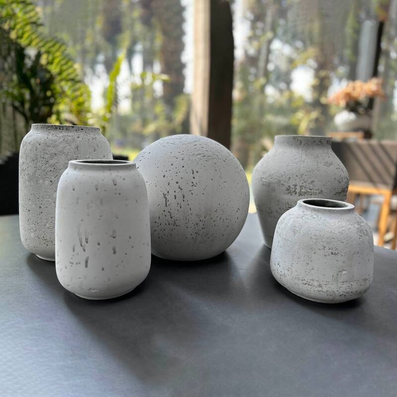 Patio Cement Sphere, Antique White