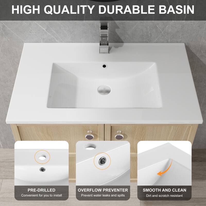 Beingnext 24"/30" Bathroom Vanity with Sink, Floating/Freestanding Bathroom Vanity with Soft Close Door