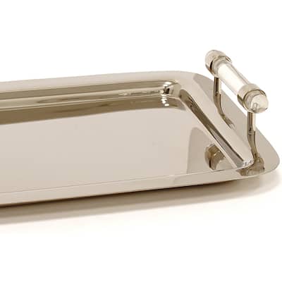 Rect Tray Silver with Clear Handles - 16.3"L