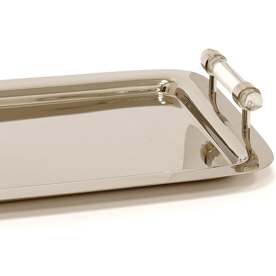Rect Tray Silver with Clear Handles - 16.3"L