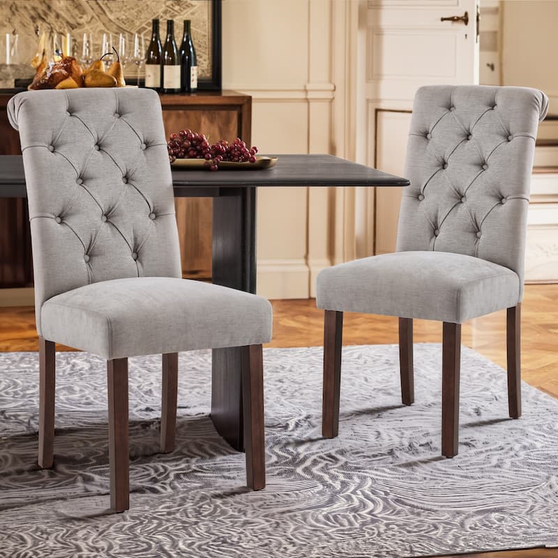 Tufted Parsons Dining Chairs - Velvet-Like Upholstery & Padded Seats for Kitchen & Dining Room