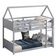 preview thumbnail 3 of 18, Twin Over Twin House Floor Bunk Bed with Headboards, Footboards and Guardrails, Ladder