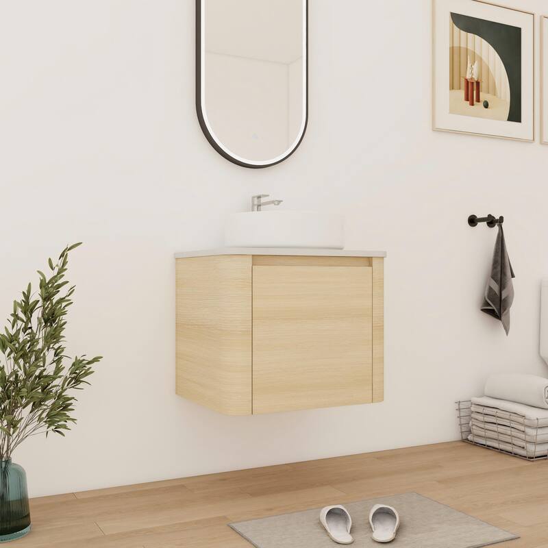 Bathroom Vanity With Sink In 24/30 Inch, Floating Bathroom Vanity With Soft Close Door
