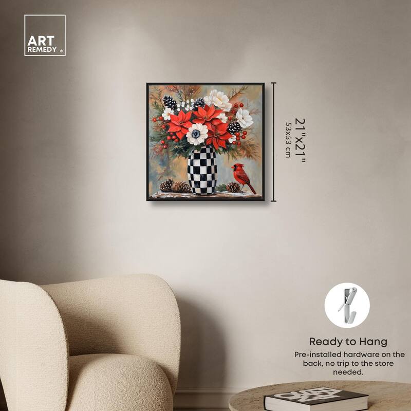 Checkerboard Vase Blooms II Canvas by Art Remedy