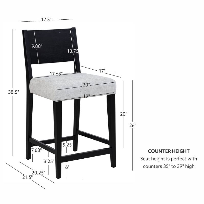 Caelan 3PC Upholstered Counter Set Black
