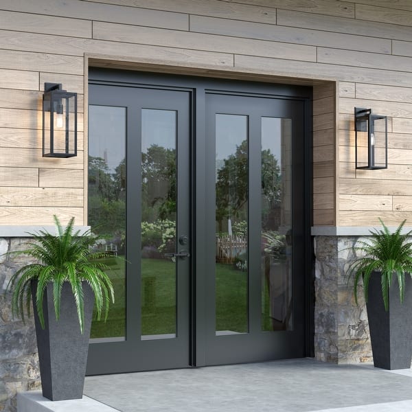 slide 2 of 14, 1 Light Outdoor Wall Sconce in Multiple Size and Finishes 17 Inch - Powder Coat Black