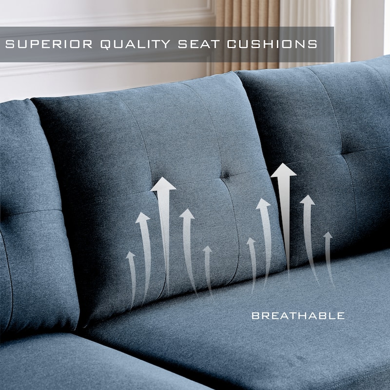 Modern Sectional Sofa Couch L Shaped With Chaise Storage Ottoman and Side Bags For Living Room