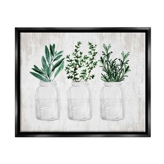 Stupell Kitchen Herbs in Jars Framed Floater Canvas Wall Art Design by ...