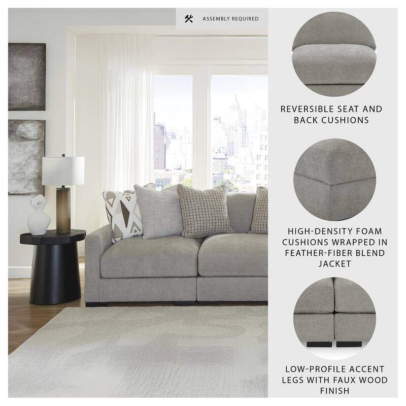 Signature Design by Ashley Aslan Court Gray 3-Piece Sofa Sectional - 109"W x 36"D x 42"H