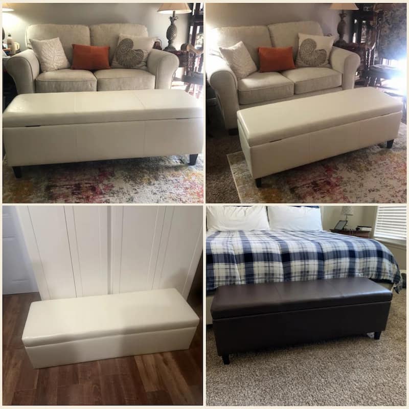 50.3" x 17.50" x 18" Upholstered Rectangular Storage Ottoman-Faux Leather