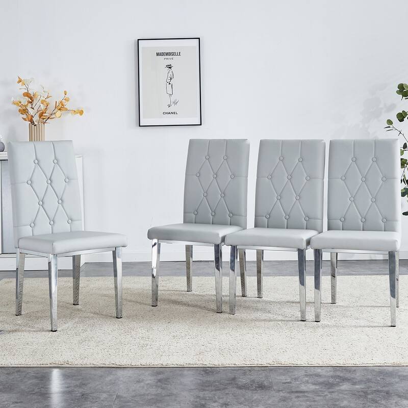 4PCS Silver Metal Dining Chairs