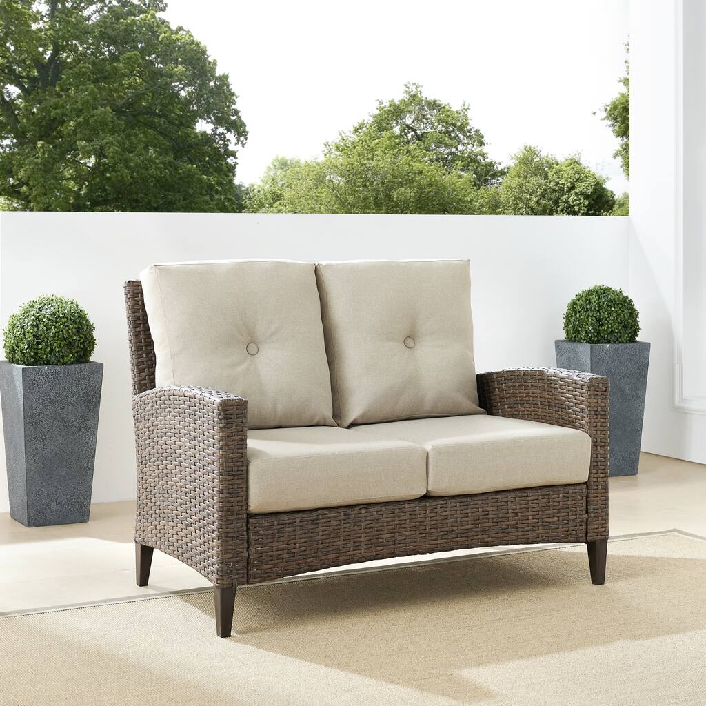 Rockport Outdoor Wicker High Back Loveseat - 67"W x 28"D x 37.5"H