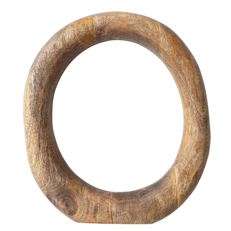 Decorative Carved Wood Standing Circle - 9.5"L x 1.3"W x 10.5"H - Natural - 9.5"L x 1.3"W x 10.5"H