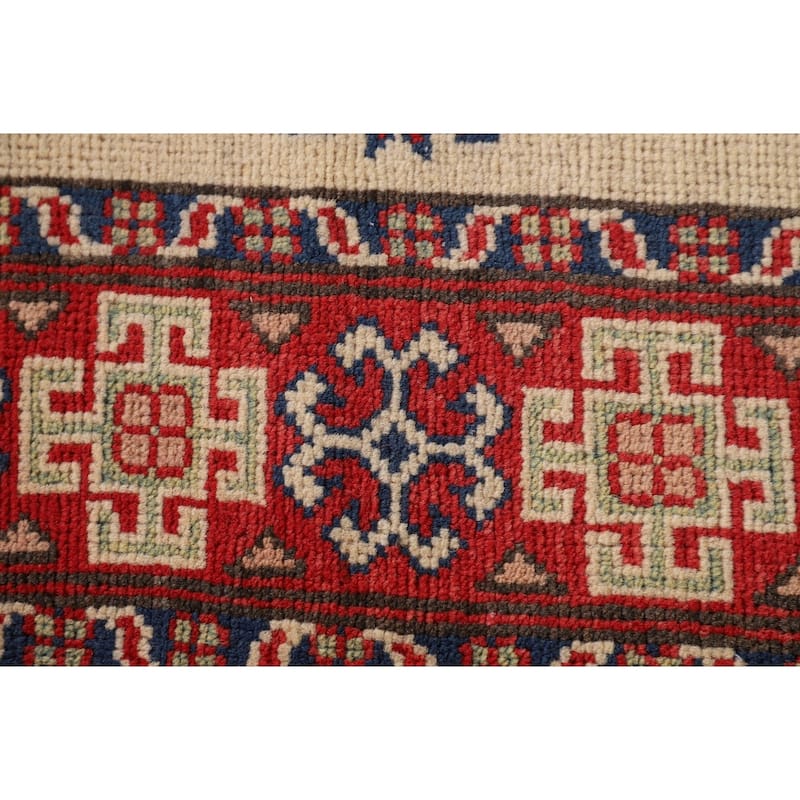Traditional Kazak Accent Rug Handmade Wool Carpet - 3'5"x 5'1"