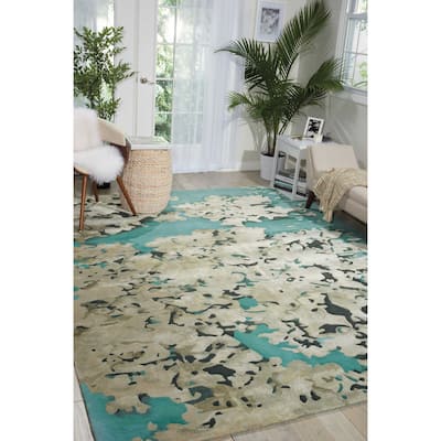 Nourison Prismatic Abstract Floral Textured Water Lily Shimmer Area Rug