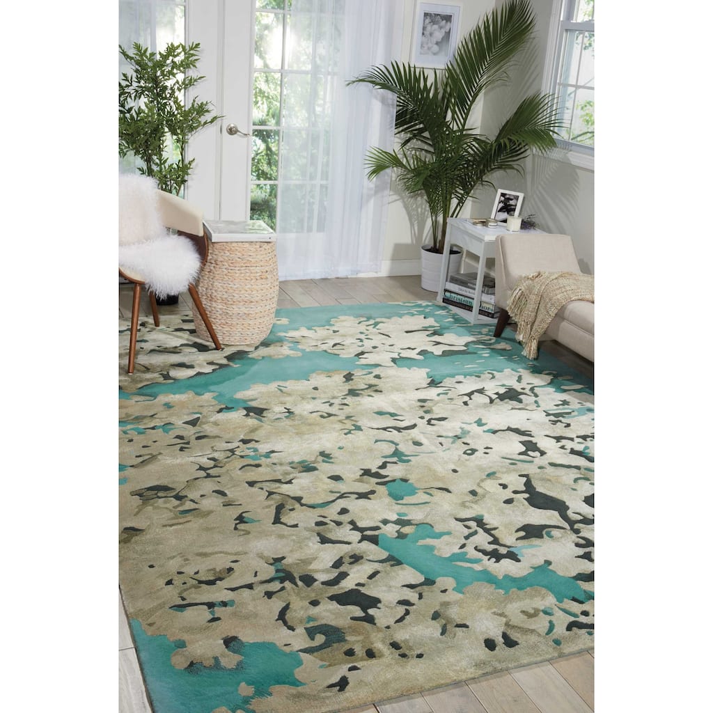 Nourison Prismatic Abstract Floral Textured Water Lily Shimmer Area Rug