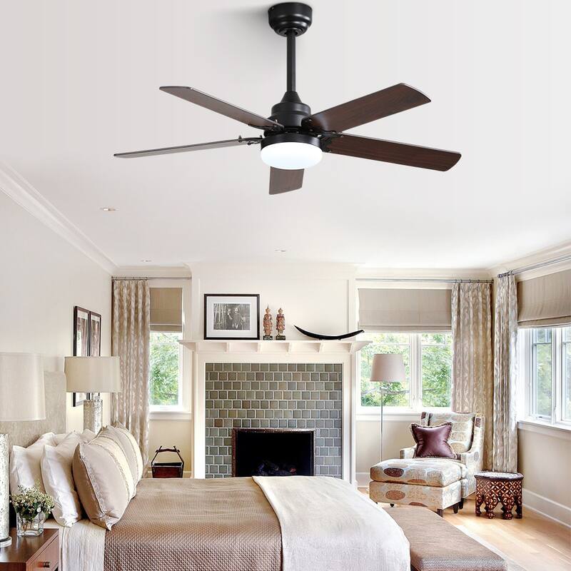42" Plywood Ceiling Fan with Dimmable LED Light Kit and Remote, Downrod and Flush Mount - 42 Inches