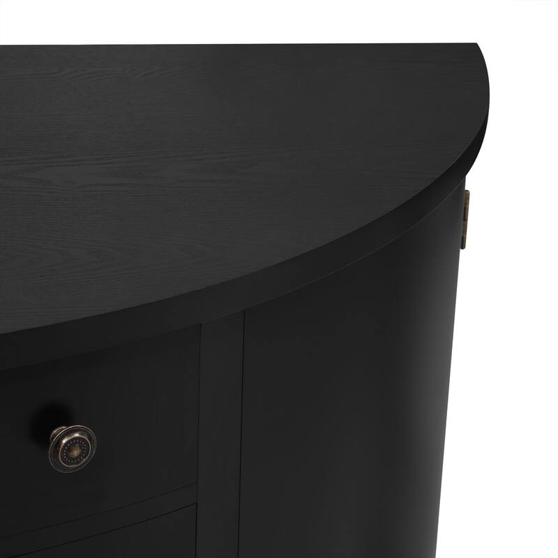 Curved Design Storage Cabinet with Adjustable Shelves and Drawer