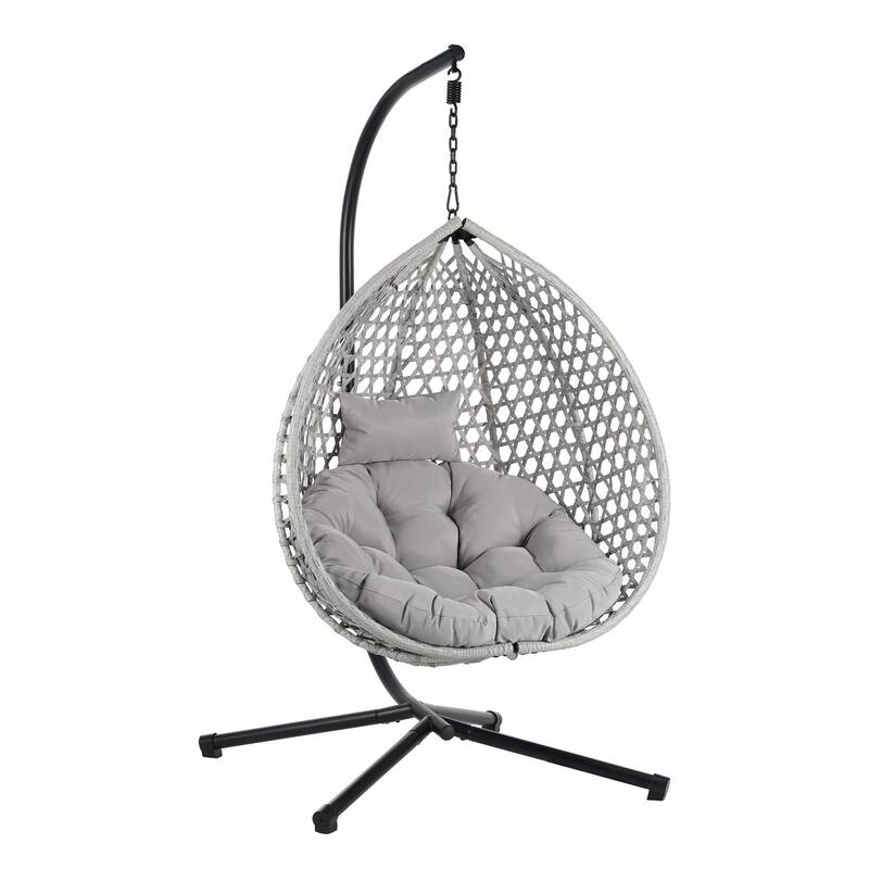 Sturdy Hammock Chair with Stand - Durable Hanging Egg Chair with Rattan Weaving