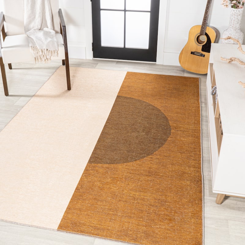 JONATHAN Y Ashkii Bohemian Textured Weave Floral Machine Washable Area Rug