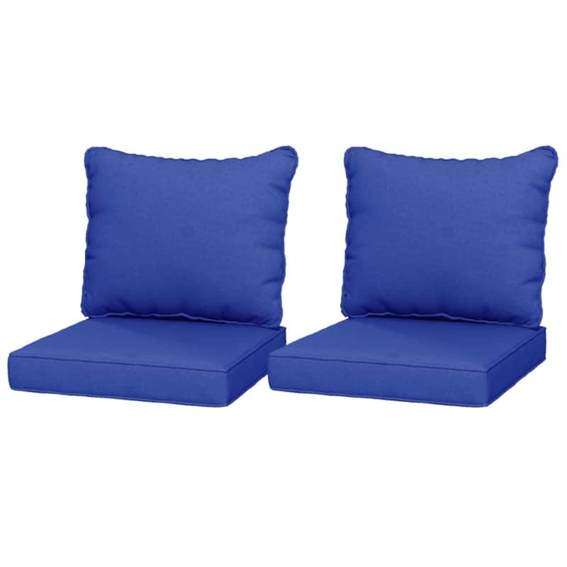 Navy Blue Yarn-Dyed Fabric Sofa Cushions with Soft Resilient Filling Set of 2 - Back Cushion: 25" L x 22.4" W x 6.5" H - Navy Blue
