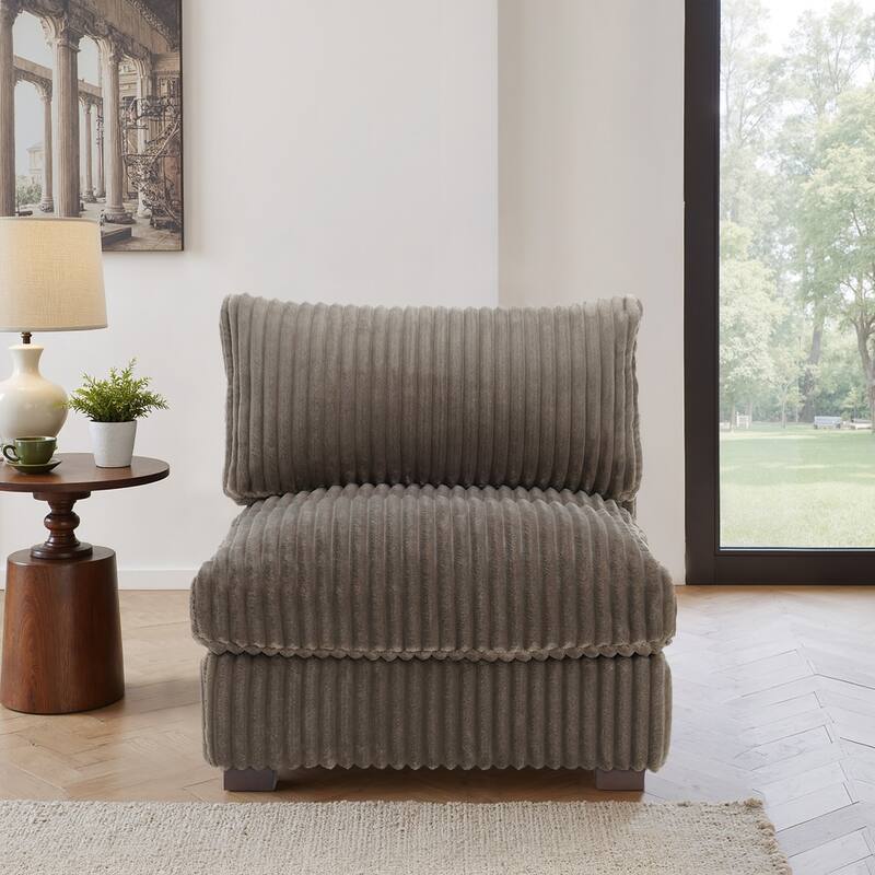 Plush Faux Fur Accent Sofa Chair - Armless chair - Brown