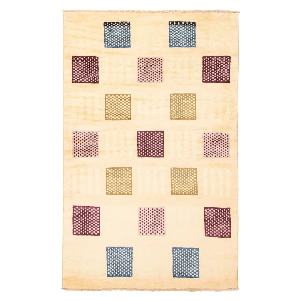 ECARPETGALLERY Hand-knotted Peshawar Ziegler Beige Wool Rug - 4'2 x 6'4