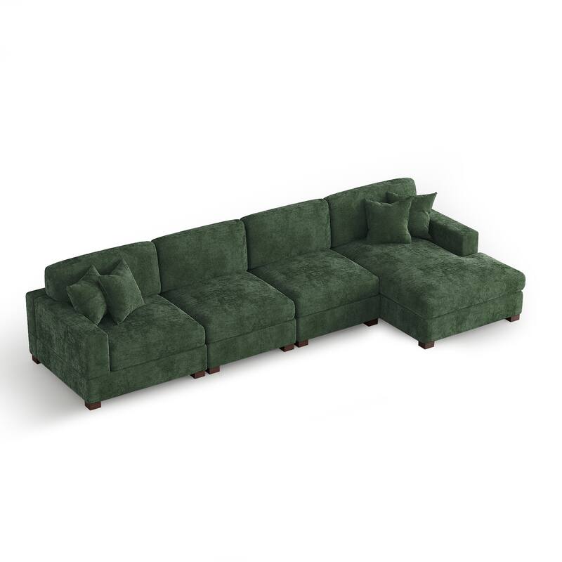 Oversized Modern Chenille L-shape Modular Sectional Sofa with Chaise